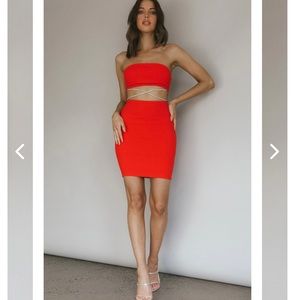 NOHEMI STRAPLESS DIAMANTE MINI DRESS